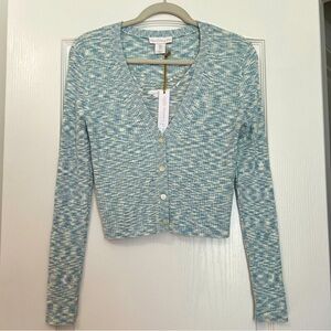 NWT House of Harlow 1960 Blue and Cream Long Sleeve Sweater Set Cardigan